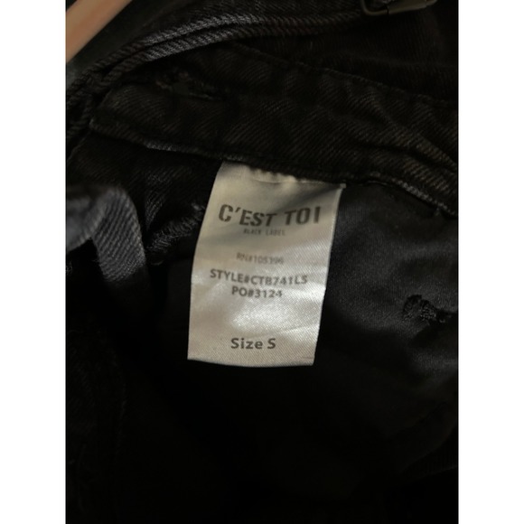 NEW Cest Toi Black Label Denim Distressed Overall Bib Shorts Womens Small Y2K - Picture 8 of 9